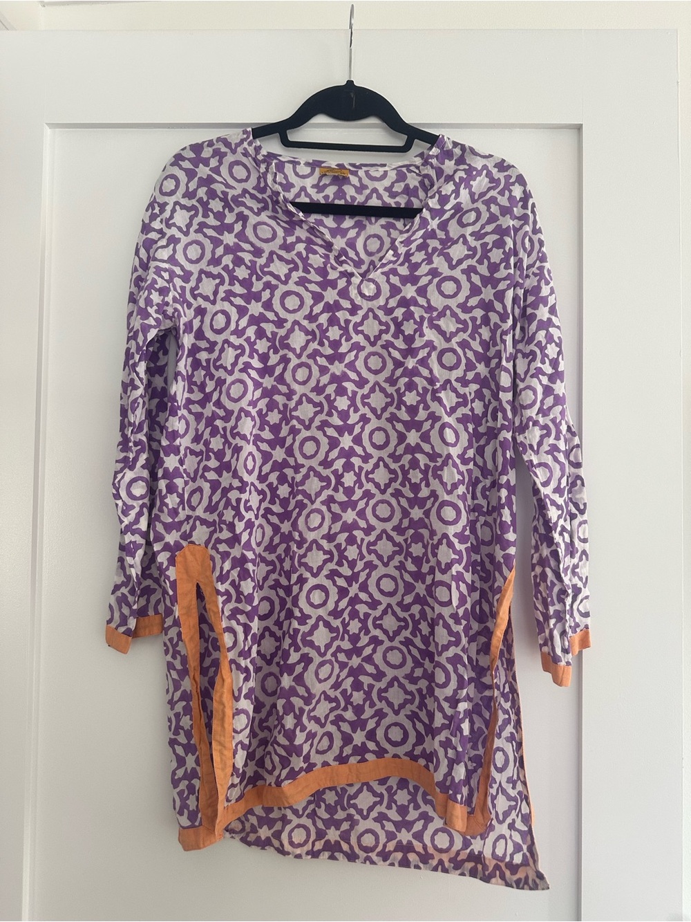 Roberta roller rabbit Longline Purple Printed Tunic with Orange Trim